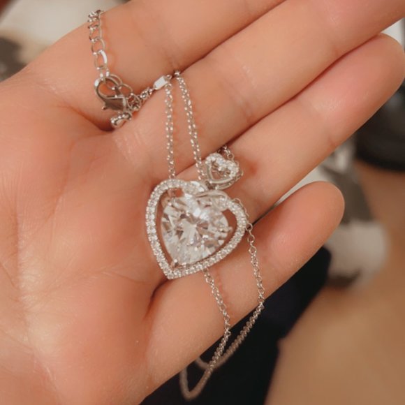 Double Heart Crystal Infinity Pendant Necklace - Picture 8 of 10